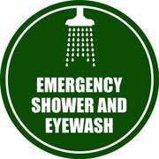 5S SUPPLIES Emergency Shower and Eyewash Floor Sign 24in Diameter Non Slip Floor Sign FS-EMRSHWX-24